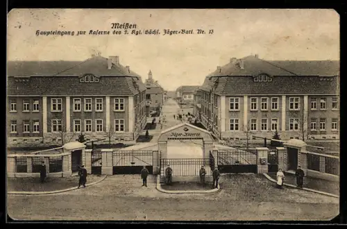 AK Meissen, Haupteingang zur Kaserne des 2. Kgl. Sächs. Jäger-Batl. Nr. 13