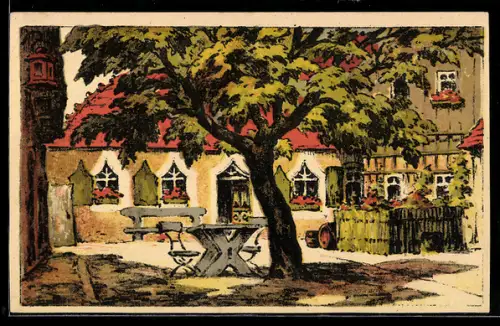 Steindruck-AK Alt-Meissen, Gasthaus Gebhardt auf der Stadtparkhöhe