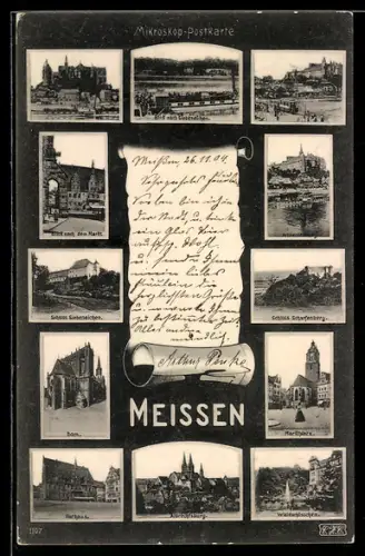 AK Meissen, Gasthof Waldschlösschen, Rathaus, Schloss Scharfenberg, Fotoverlag C. Z. C.