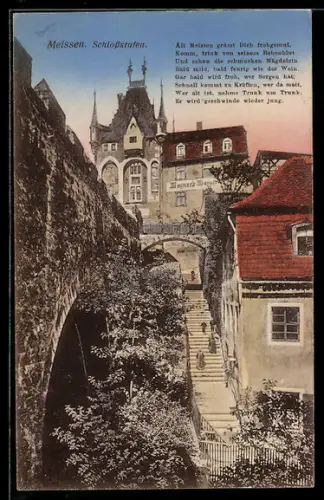 AK Alt-Meissen, Schlossstufen mit Weingasthaus Wagner