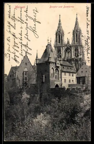 AK Meissen, Burgtor und Domtürme