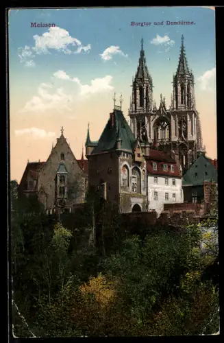 AK Meissen, Burgtor und Domtürme