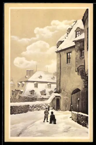 AK Meissen, Burglehen (Alt-Meissen im Schnee)
