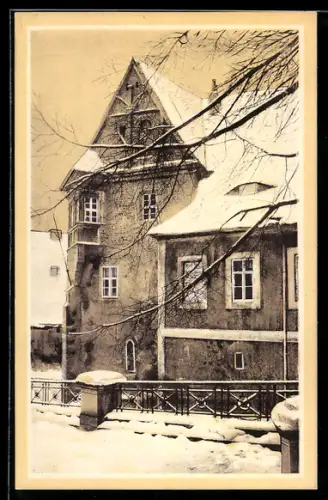 AK Meissen, Pfarre St. Afra (Alt-Meissen im Schnee)