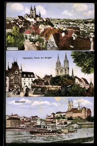 AK Meissen, Teilansicht, Partie am Burgtor, Albrechtsburg