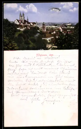 AK Meissen, Teilansicht mit Albrechtsburg