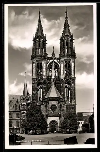 AK Meissen, Dom mit Strassenpartie