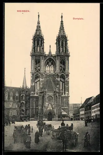 AK Meissen, Domplatz mit Dom