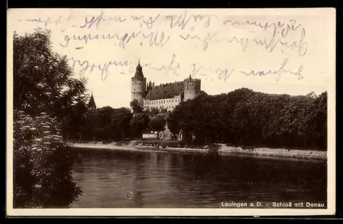 AK Lauingen a. D., Schloss mit Donau