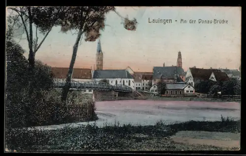 AK Lauingen, Partie an der Donaubrücke