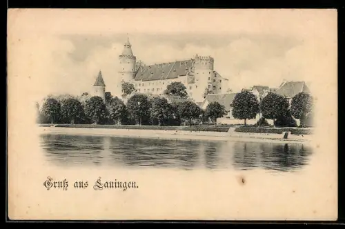 AK Lauingen, Schlossansicht über die Donau