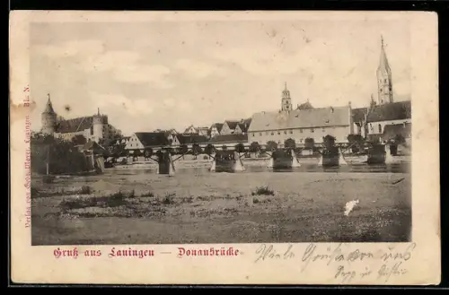 AK Lauingen, Kirche und Donaubrücke