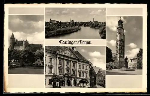 AK Lauingen /Donau, Schloss, Rathaus, Turm