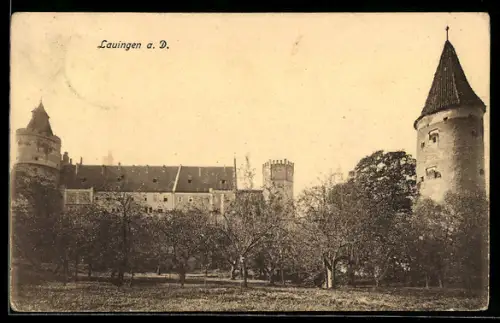 AK Lauingen a. D., Schloss mit Turm