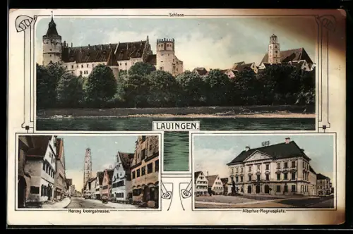 AK Lauingen, Schloss, Herzog Georgstrasse, Albertus-Magnusplatz