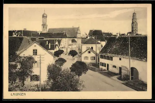 AK Lauingen, Brüderstrasse mit Kirche