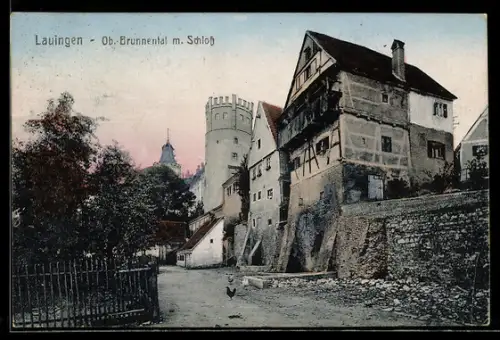 AK Lauingen, Ob. Brunnental mit Schloss