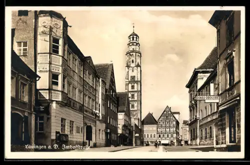 AK Lauingen a. D., Imhofstrasse mit Donau-Drogerie