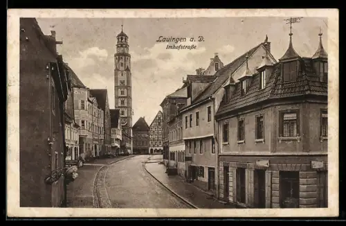 AK Lauingen a. D., Imhofstrasse mit Turm