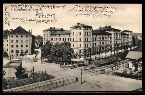 AK Konstanz, Strassenpartie mit Kaserne