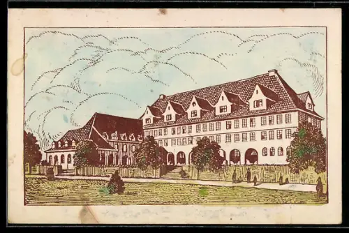 Steindruck-AK Balingen, Neues Schulgebäude