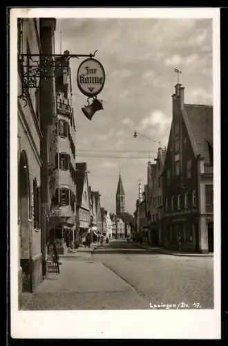 AK Lauingen /Do., Strassenpartie mit Gasthof Zur Kanne