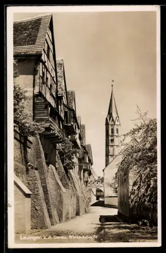 AK Lauingen a. d. Donau, Strassenpartie an der Wasserschapfe