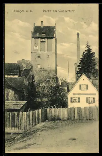 AK Dillingen a. D., Strassenpartie am Wasserturm