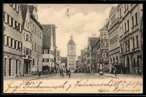 AK Dillingen, Königstrasse mit dem Turm