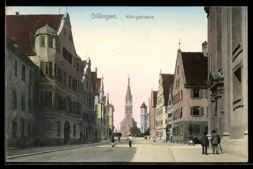 AK Dillingen, Königstrasse mit Kirche
