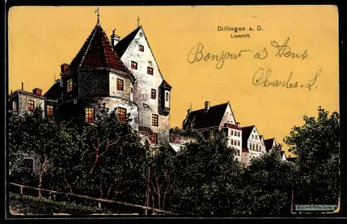 Künstler-AK Eugen Felle: Dillingen a. D., Partie beim Lazarett