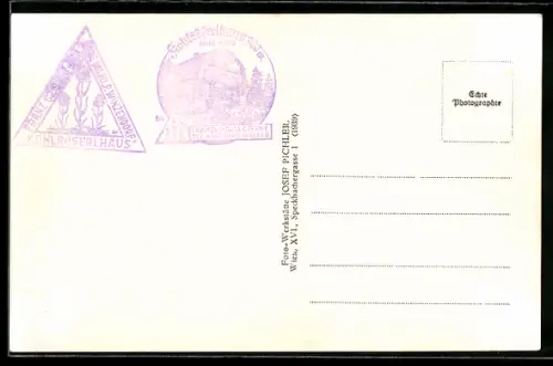 AK Hüttenstempel Kohlröserlhaus /Hohe Wand, Bes. Franz und Maria Czerny