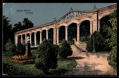 Künstler-AK Eugen Felle: Baden-Baden, Trinkhalle mit Grünanlagen