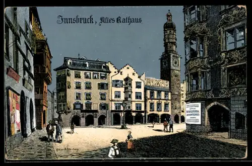 Künstler-AK Eugen Felle: Innsbruck, Altes Rathaus