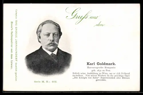 AK Karl Goldmark, Portrait und Kurzvita