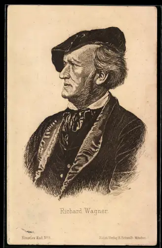 AK Richard Wagner, Seitenportrait mit Mütze