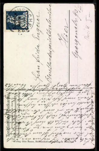 AK Max Reger, Portrait, Notenblatt