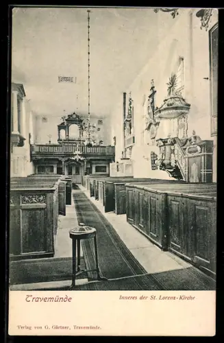 AK Travemünde, Inneres der St. Lorenz-Kirche mit Orgel