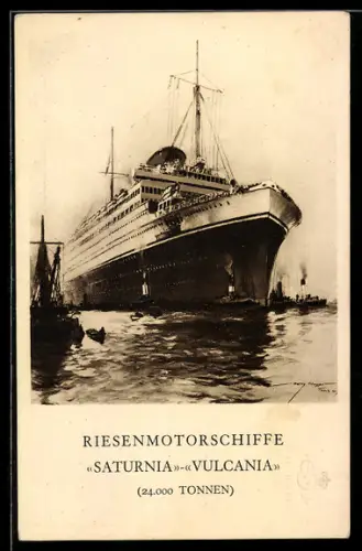 AK Passagierschiff M.S. Saturnia beim Verlassen des Hafens