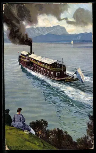 AK Salondampfer Luitpold in Fahrt auf dem Starnberger See
