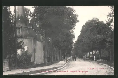 AK Méry-sur-Seine, la route de Mesgrigny