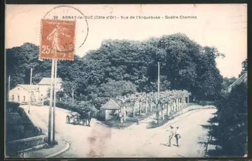 AK Arnay-le-Duc, Vue de l'Arquebuse, Quatre Chemins