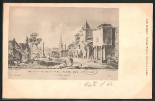 AK Nolay, Vue de la Place et de la Grande Rue