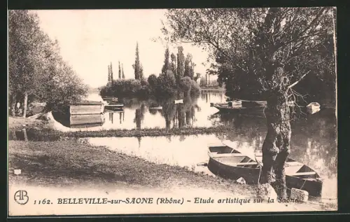 AK Belleville-sur-Saône, Etude artistique sur la Saône