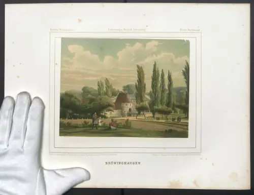 Stahlstich Brüninghausen, Felder und Strassen am Burgtor, ausgef. v. Bardtenschlager, 38 x 28cm
