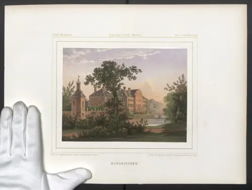 Stahlstich Nordkirchen, Schloss im Abendlicht, ausgef. v. Winckelmann u. Söhne, 38 x 28cm