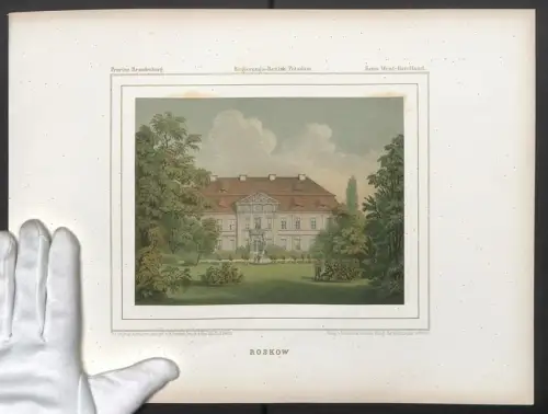 Stahlstich Roskow, Gärtner im Schlossgarten, ausgef. v. A. Borchel, 38 x 28cm
