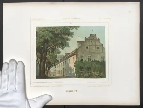 Stahlstich Chemnitz, Partie am Schloss, ausgef. v. Wundsch, 38 x 28cm