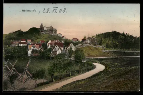 AK Hohenstein, Ortsansicht mit Burg u. Umgebung