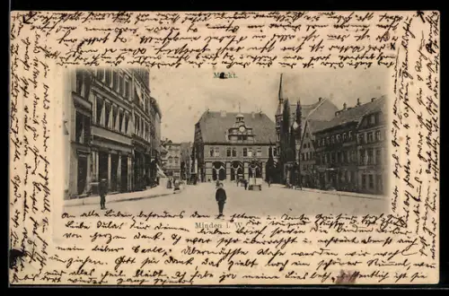 AK Minden, Markt, Rathaus, Turm